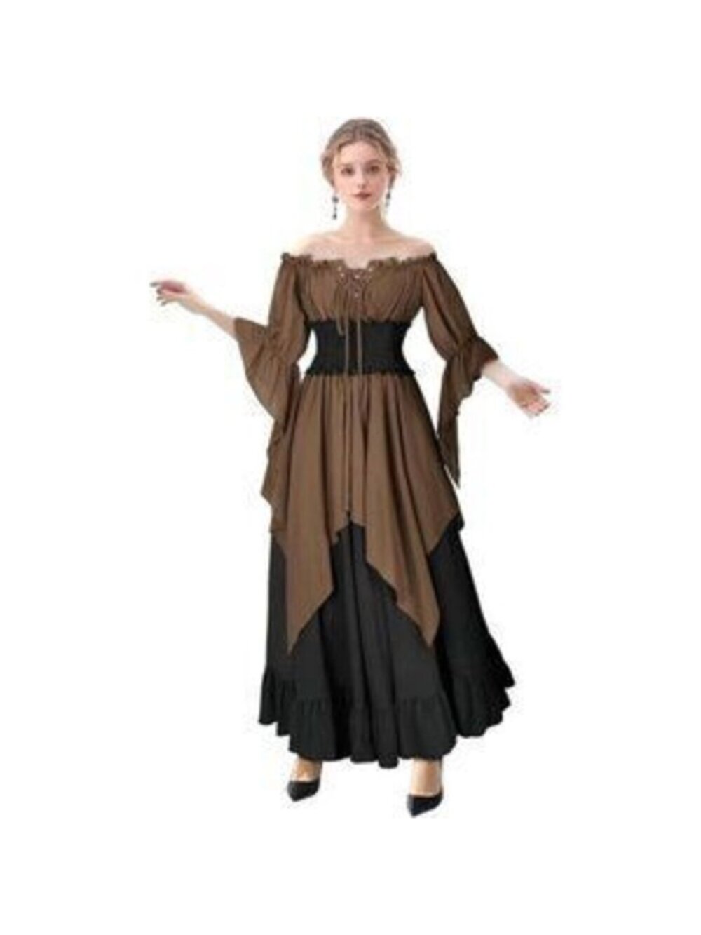 Women's Renaissance Dress Medieval Costume Long Sleeve Victorian Dress